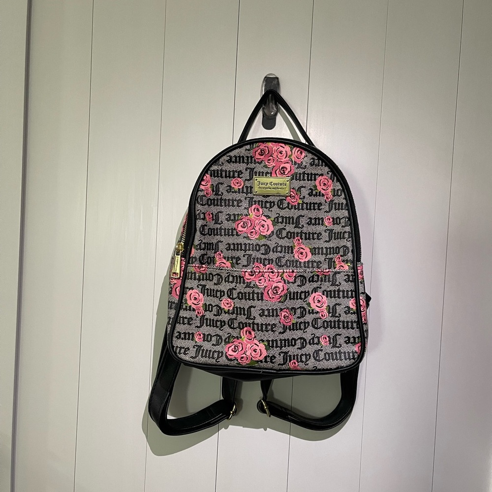 Juicy Couture Black and Pink Floral Backpack